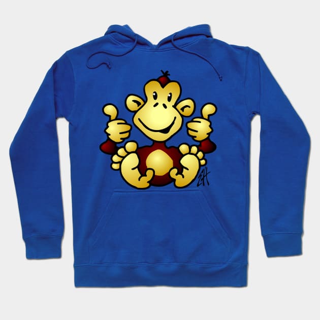 Monkey with  four thumbs up Hoodie by Cardvibes